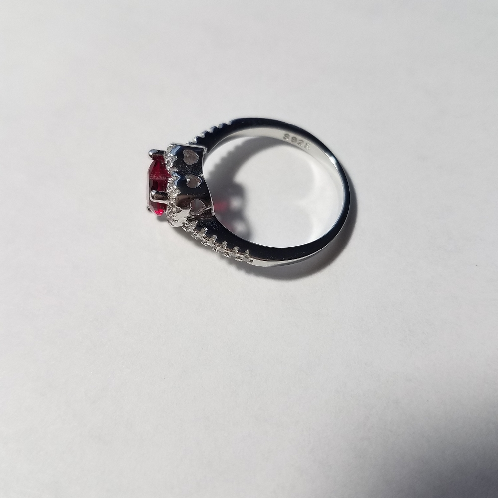 NEW 925 Silver Red heart  ring - Picture 3 of 4